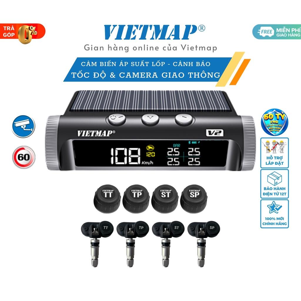 VIETMAP V2 - Cảm biến áp suất lốp tích hợp Cảnh báo tốc độ &amp; Camera Giao thông - Hàng chính hãng