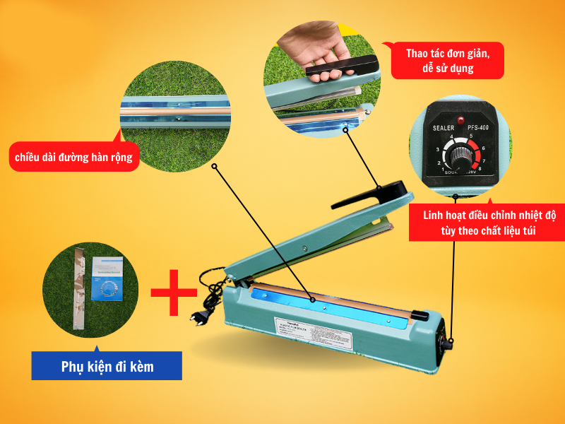 Máy hàn miệng túi dập tay Yamafuji PFS-400I hàng chính hãng