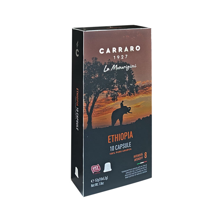 Combo 5 hộp cà phê viên nén Carraro Single Origin Ethiopia - Tương thích với máy capsule Nespresso