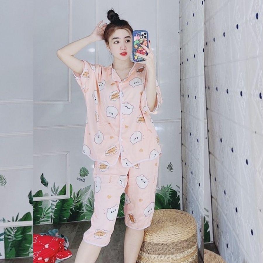 Đồ bộ nữ pijama lụa satin ngủ mặc nhà tay ngắn cánh dơi bigsize quần dài quần đùi dễ thương mango cao cấp ESHOP PM01
