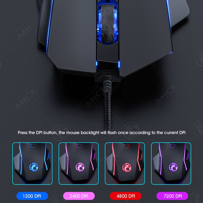 Chuột Led RGB gaming X4 7200dpi công thái học chống mỏi cổ tay Cho máy tính laptop hàng nhập khẩu