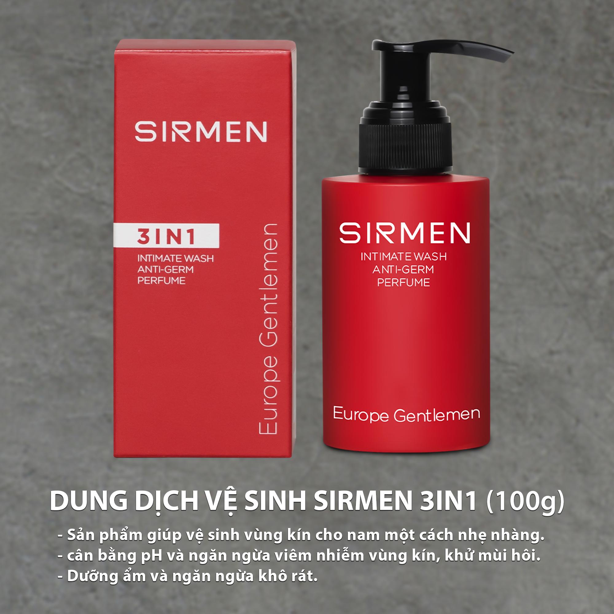 Dung dịch vệ sinh nam 3 in 1 SIRMEN Europe Gentlemen hương nước hoa châu Âu nam tính quyến rũ dòng cao cấp 100g