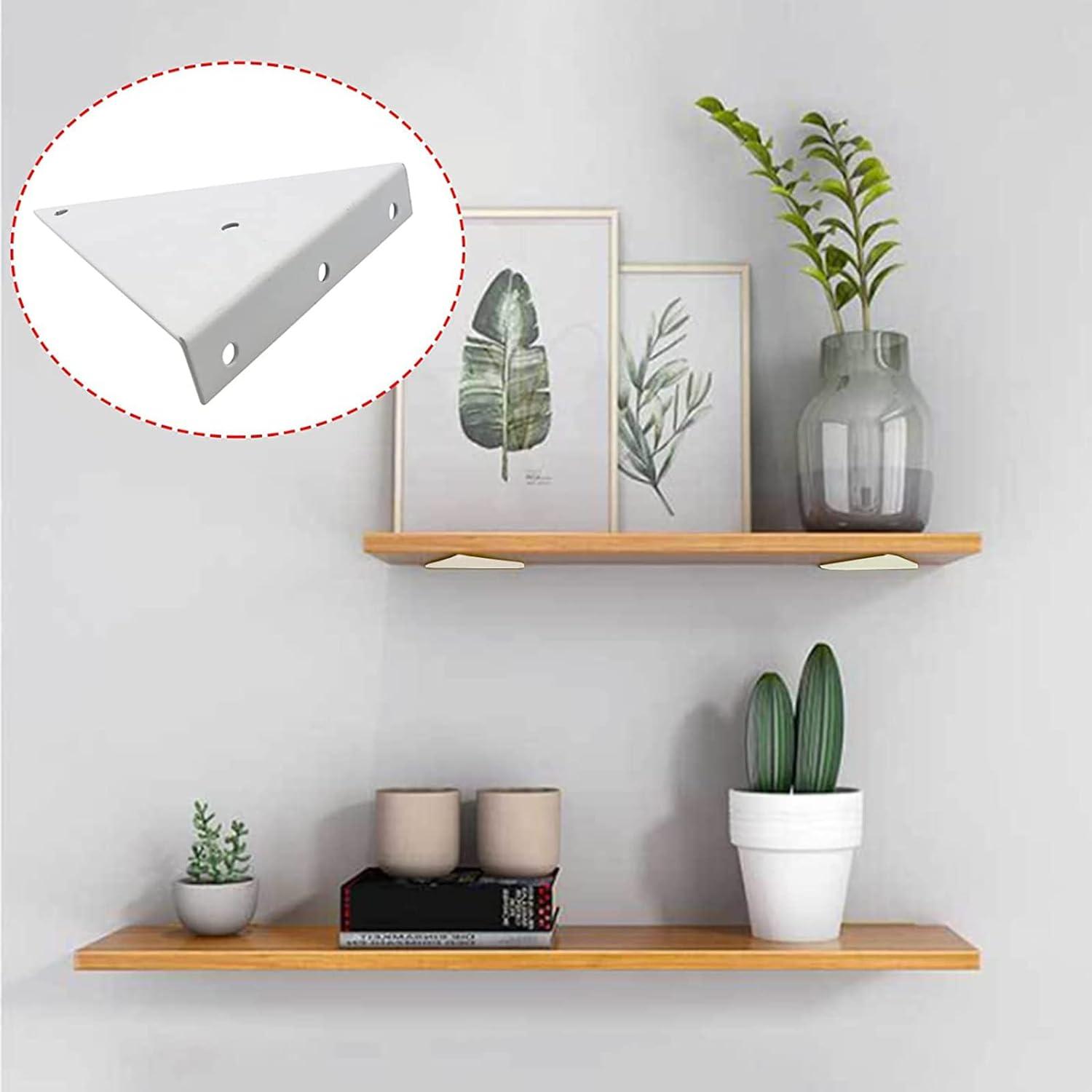 Giá đỡ kệ nổi 2 miếng Giá đỡ kệ nổi công nghiệp Giá đỡ kệ kim loại nặng Giá đỡ kim loại Giá đỡ kệ cho phòng khách Phòng ngủ Trang trí phòng tắm Màu trắng