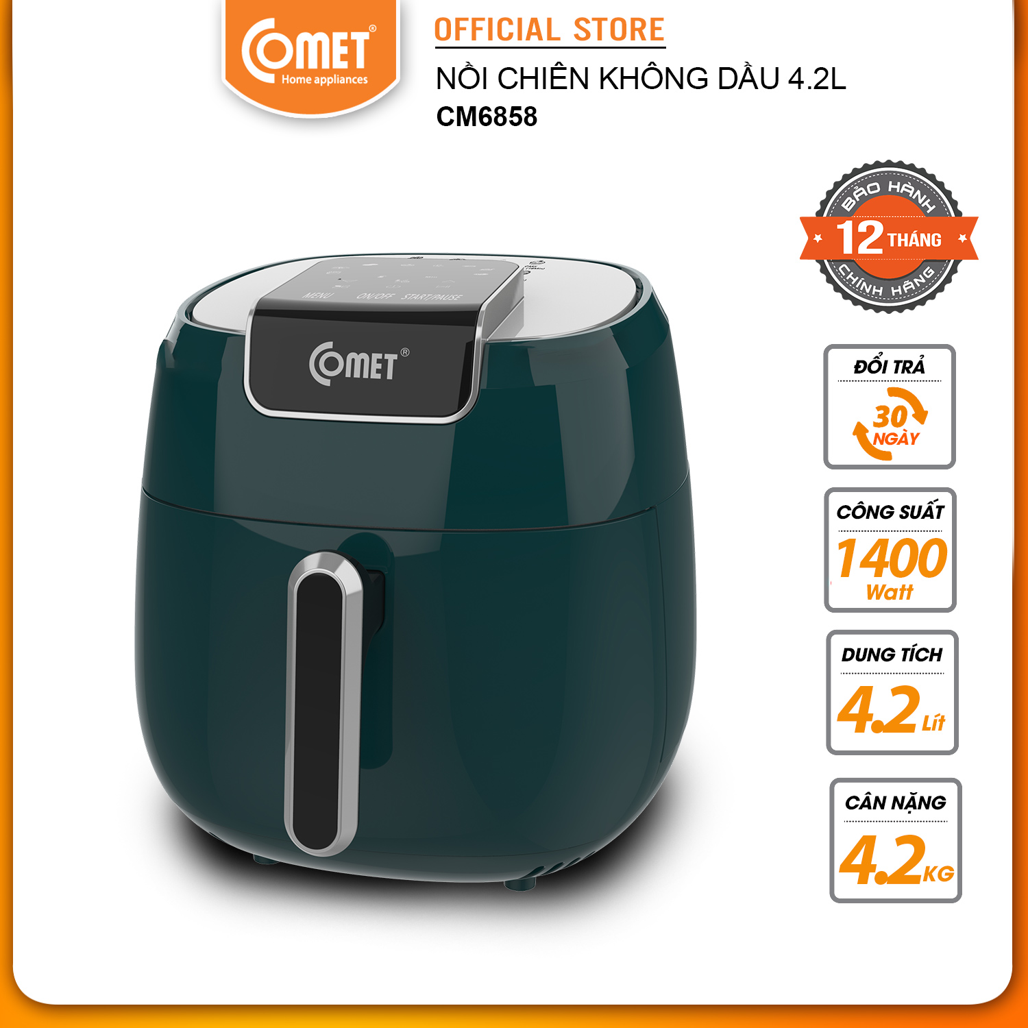 Nồi Chiên Không Dầu Comet CM6858 4.2L - Hàng Chính Hãng