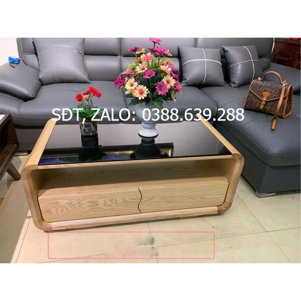 Bàn Trà gỗ sồi mặt Kính cho SOFA phòng khánh Sang Đẹp