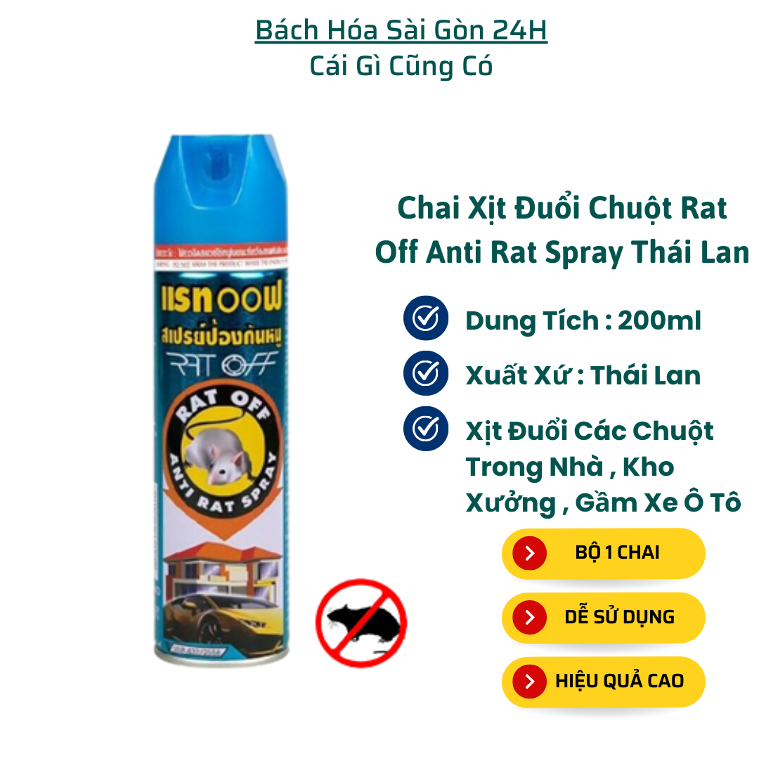 Chai Xịt Đuổi Chuột Thái Lan Rat Off Anti Rat Spray 200ml