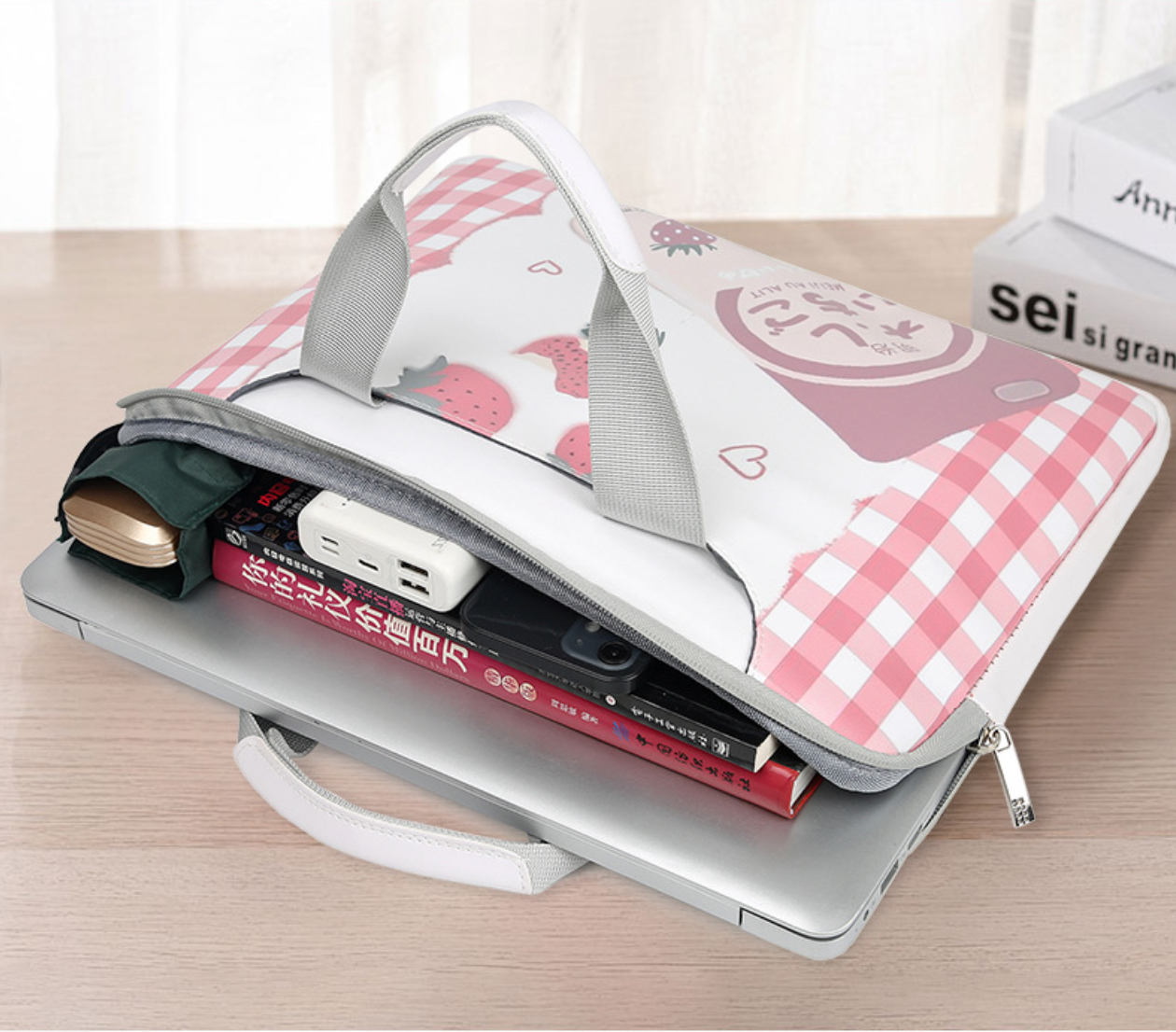 Túi xách da chống sốc laptop máy tính , túi công sở nữ cặp đựng laptop cute dễ thương