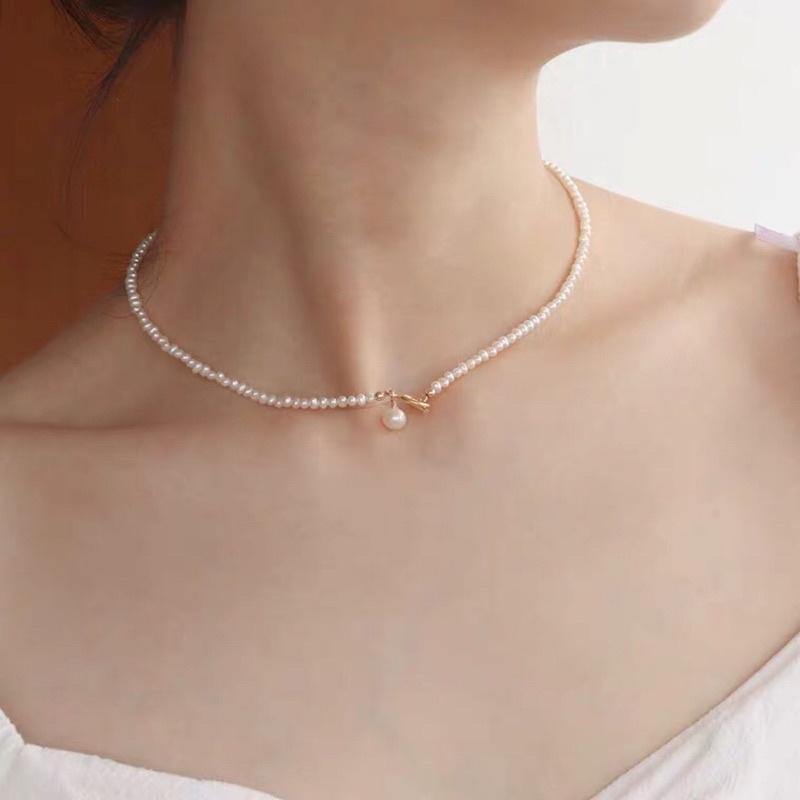 Dây Chuyền Choker Ngọc Trai 3 ly Khóa OT, Vòng Cổ Ôm Sát Ngọc Trai Nước Ngọt - Trường Thịnh Ngọc Trai