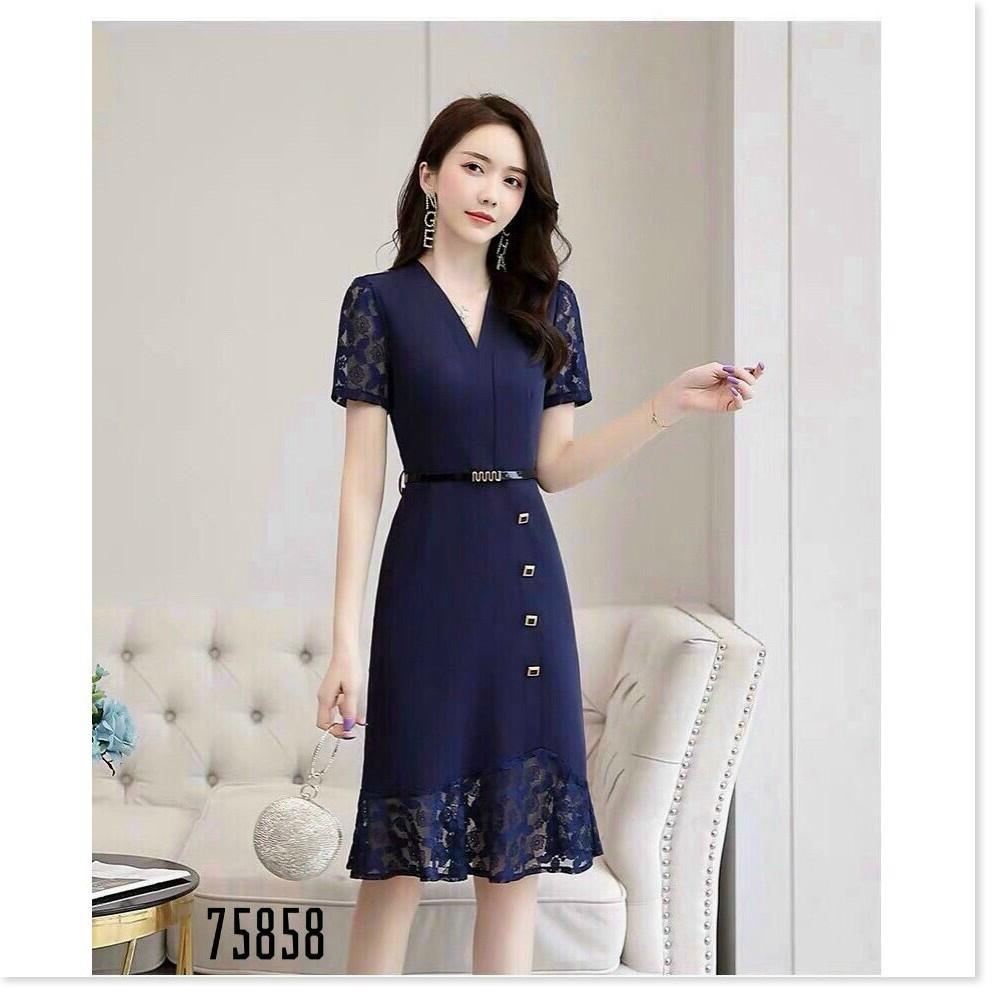 ĐẦM UMI TAY NGẮN,CỔ V,HỌA TIẾT TRƠN NHƯNG VÔ CÙNG SANG TRỌNG KHÁNH AN FASHION