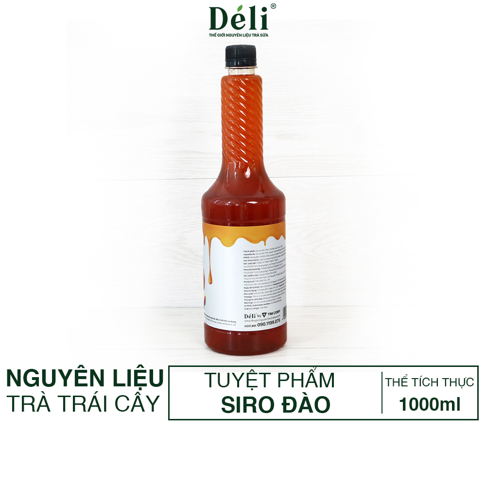 Siro đào Déli - 350ml - đậm đặc, chuyên dùng pha chế trà trái cây, soda