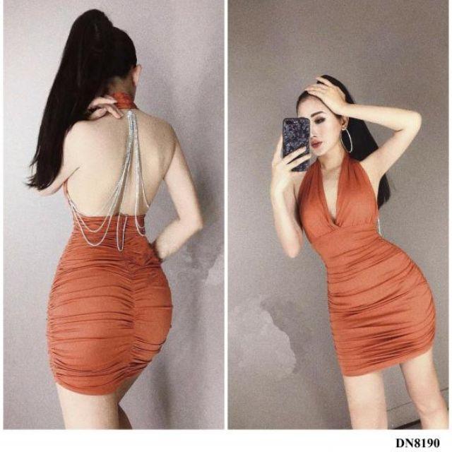 Đầm body rút nhúng hở lưng sexy
