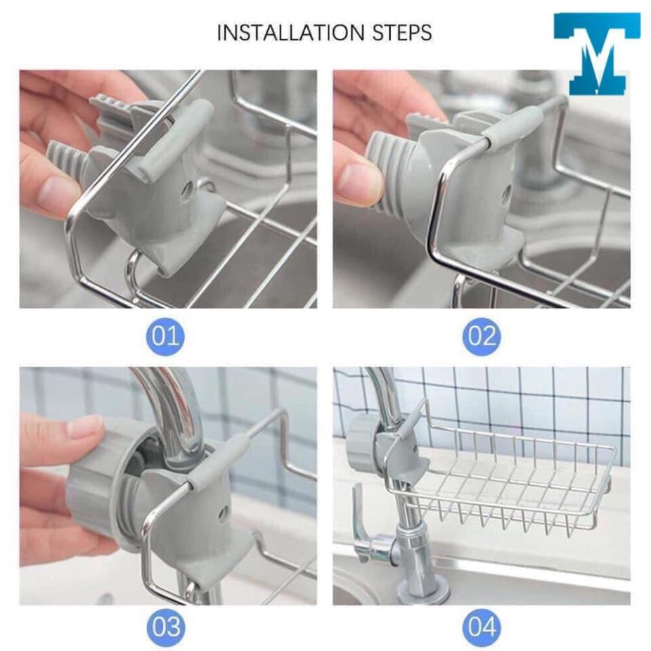 KỆ CÀI CẠNH VÒI RỬA BÁT ĐỂ KHĂN VÀ RẺ RỬA BÁT TIỆN DỤNG BẰNG INOX