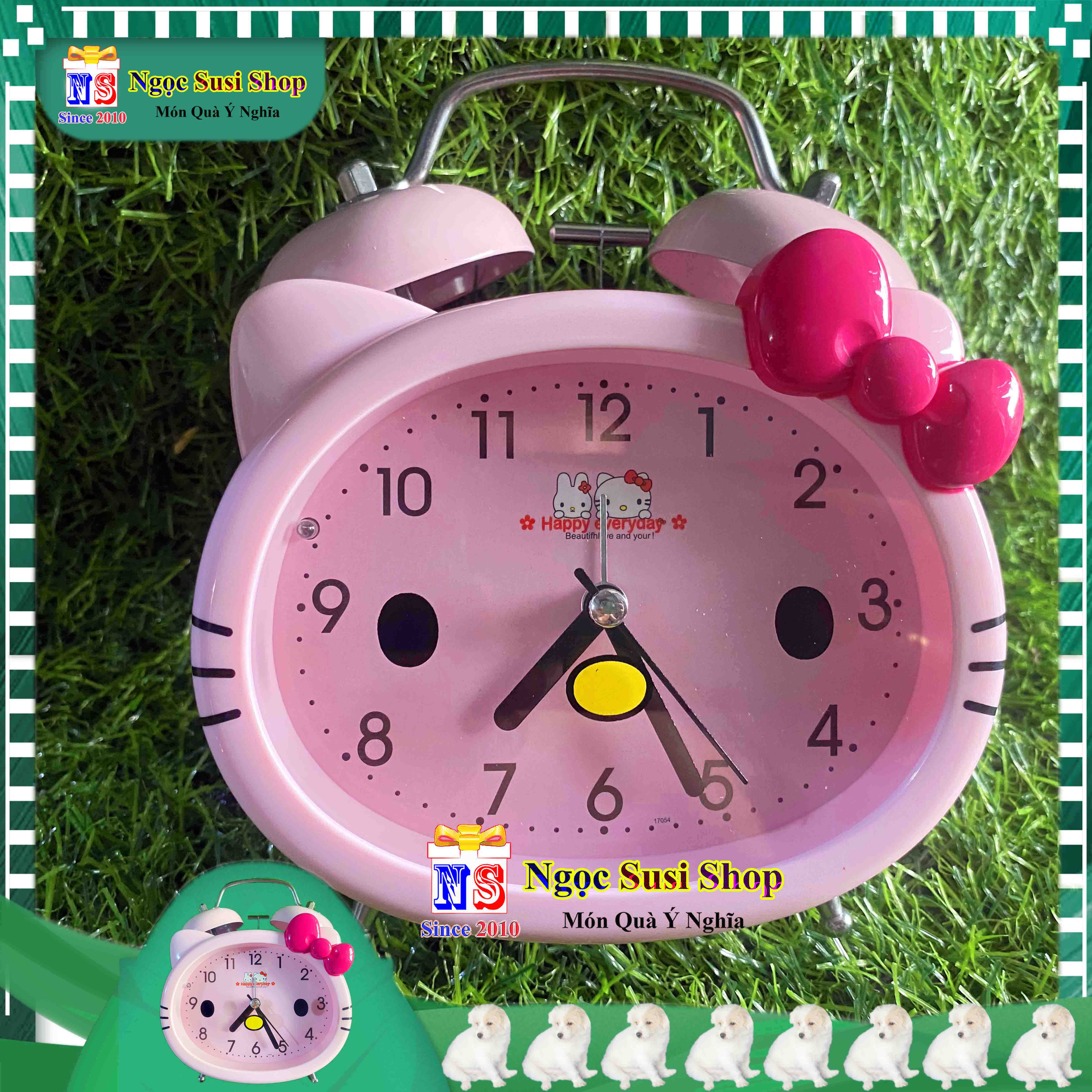 ĐỒNG HỒ MÈO HELLO KITTY KIM LOẠI SIZE LỚN SIÊU ĐẸP RẤT BỀN - DÙNG ĐỂ BÁO THỨC ĐỂ BÀN