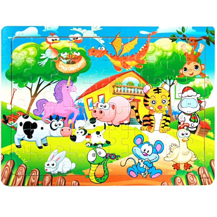 Đồ chơi tranh ghép hình 60 miếng gỗ puzzle KB216038, Bộ xếp hình 10 chủ đề cho bé