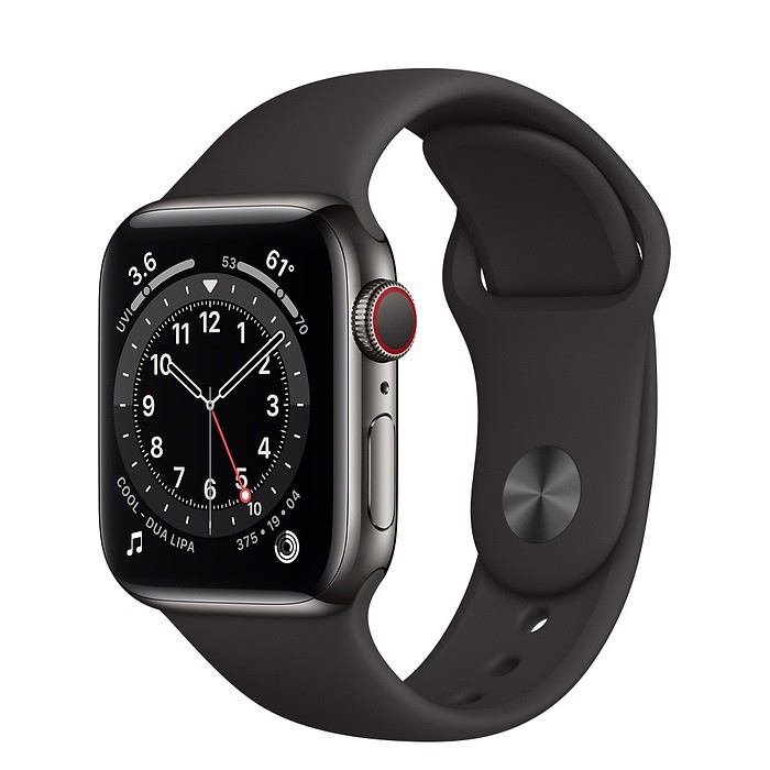 Đồng Hồ Thông Minh Apple Watch Series 6 LTE GPS + Cellular Stainless Steel Case With Sport Band (Viền Thép &amp; Dây Cao Su) - Hàng Chính Hãng VN/A