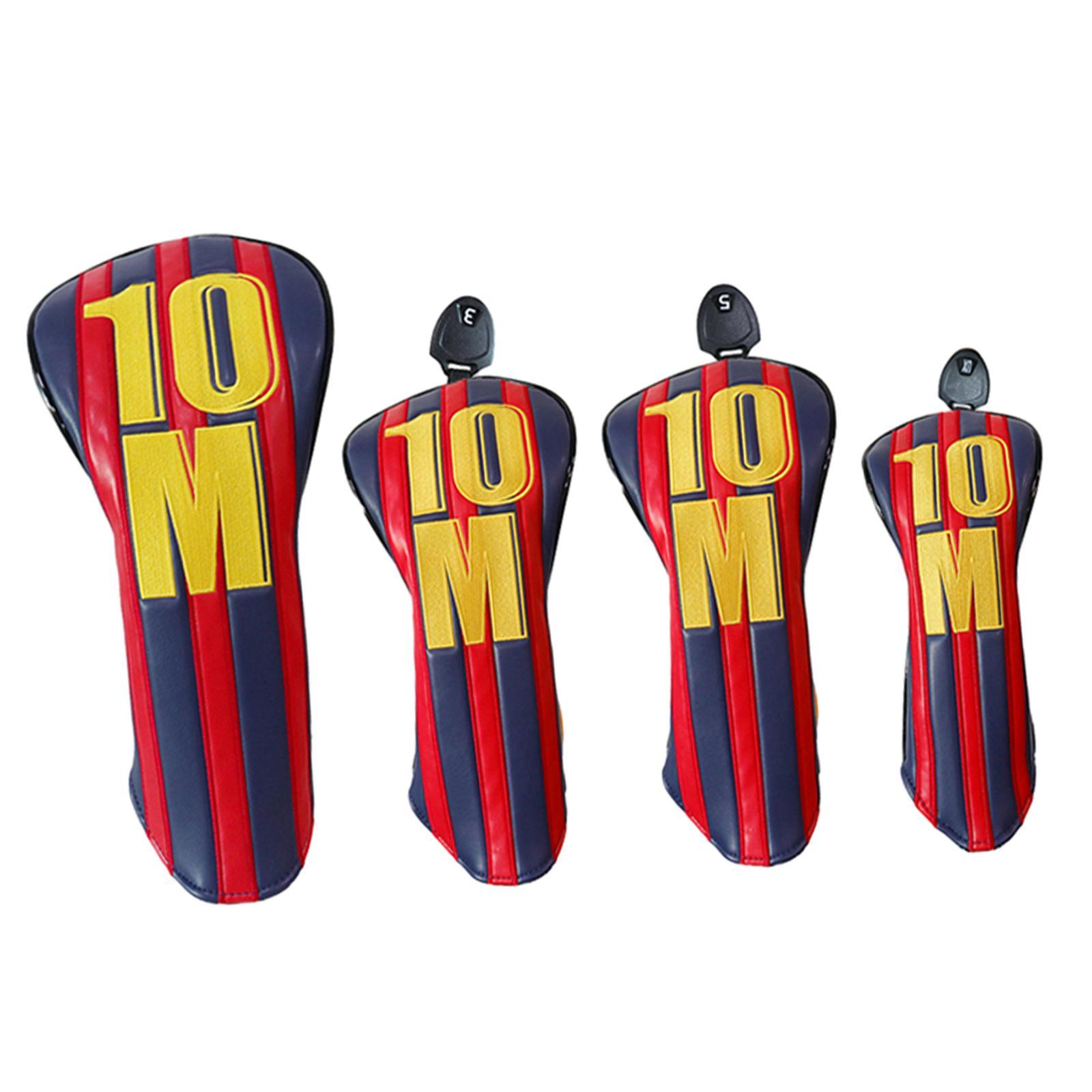 4x Golf Headcover Golf Driver Cover, Fairway Wood Cover, Hybrid Head Cover Leather Cover, Golf Club Cover for Driver and Woods