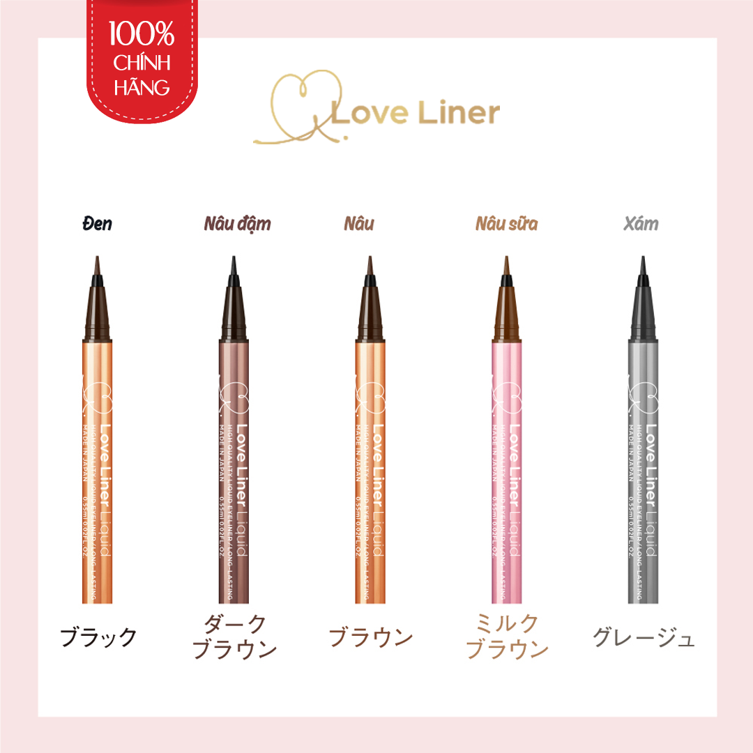 Bút Kẻ Viền Mắt Nhật Bản Không Thấm Nước, Bền Màu, Lâu Trôi Love Liner Liquid Milk Brown Màu Nâu Sữa