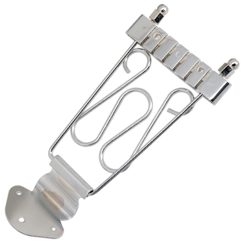 6 String Guitar Trapeze Tailpiece Bridge with Roller Saddle Bridge, Lock Posts and Wrench for Jazz Archtop Guitar