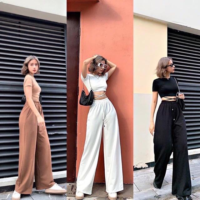 Áo croptop đan dây chéo tay ngắn về thêm màu bò sữa siêu hot