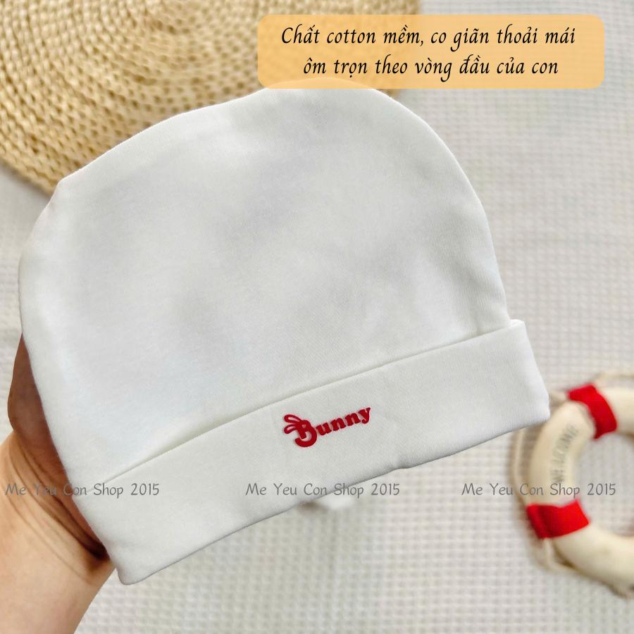 Set Nón Bao Tay Bao Chân Cotton Trắng Mềm mại, Co Giãn Cho Bé Sơ Sinh- Bunny Baby