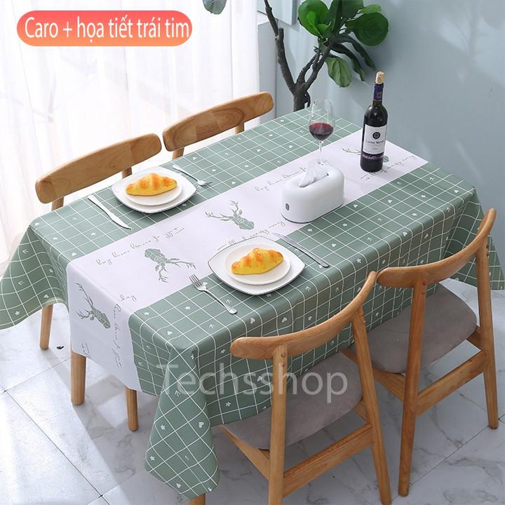 Khăn Trải Bàn Bằng Nhựa PEVA Hình Caro Họa Tiết - Tấm Lót Bàn Hình Chữ Nhật 180x137cm