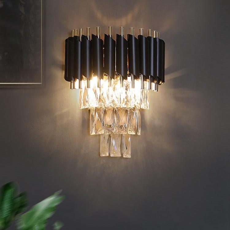 Đèn gắn tường pha lê 3 tầng sang trọng trang trí nội thất hiện đại - .