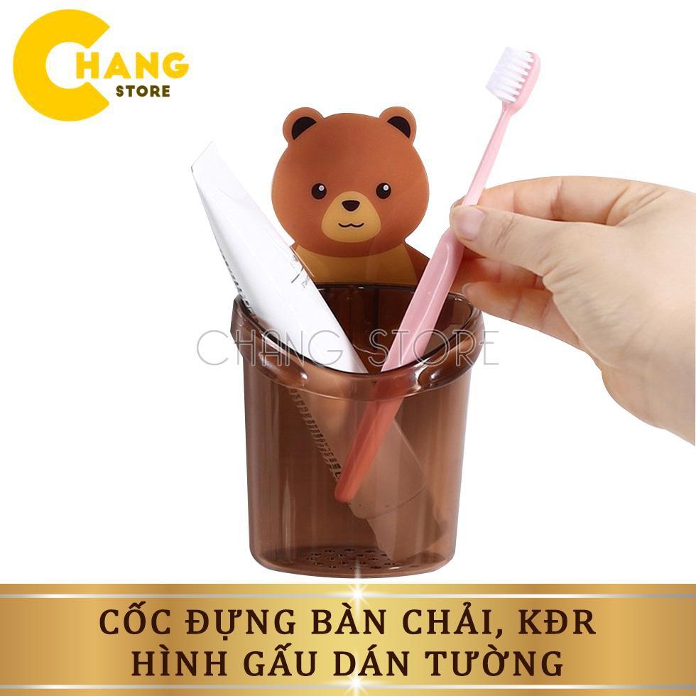 Ly cốc đựng bàn chải kem đánh răng dán tường hình gấu