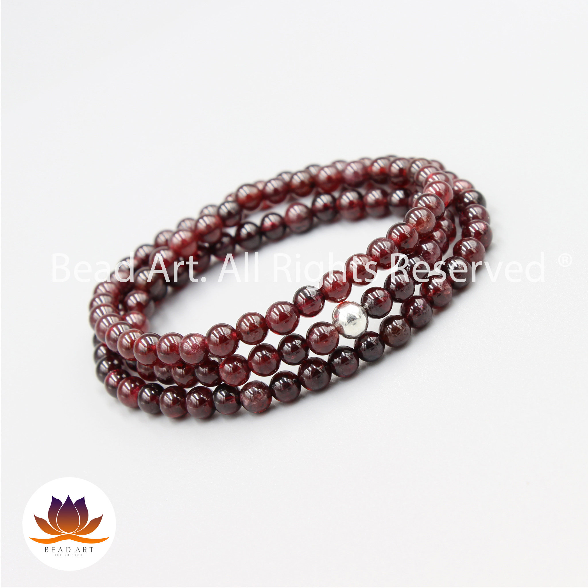 Chuỗi Vòng Tay 108 Hạt Đá Garnet, Hồng Ngọc Lựu Tự Nhiên 3.6-4MM, Vòng Tay Phong Thuỷ, Trang Sức, Chuỗi Hạt, Mệnh Hoả, Thổ - Bead Art