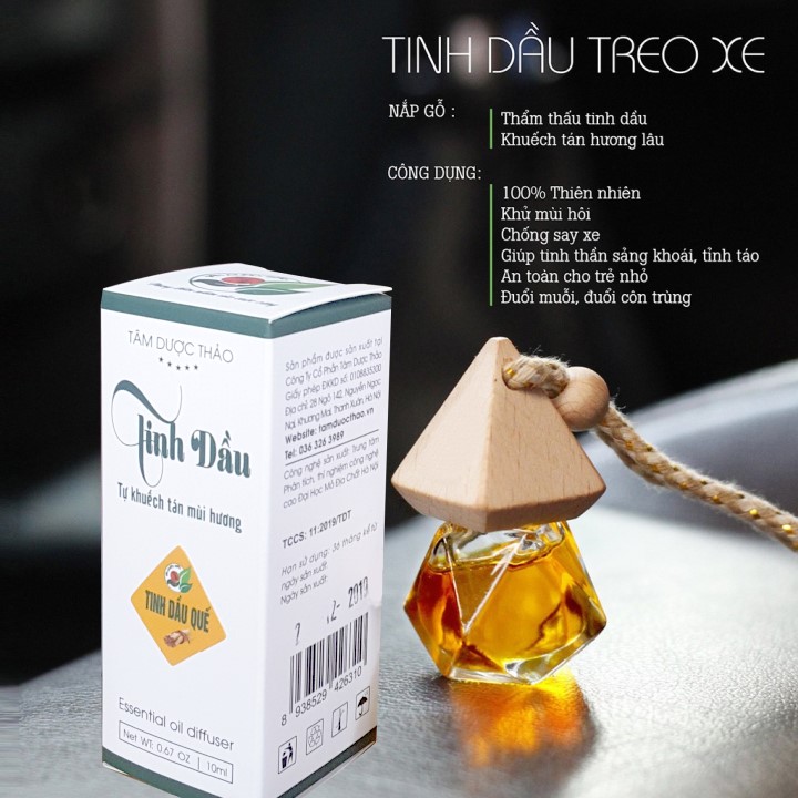 Tinh dầu Quế tự khuếch tán 10ml Tâm Dược Thảo - Thơm phòng, khử mùi, treo xe ô tô