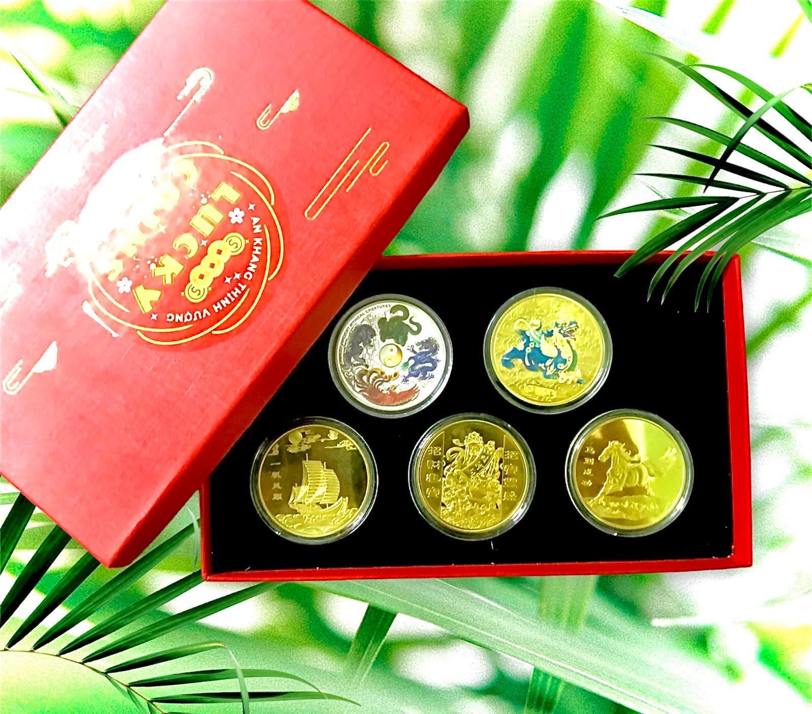 Hộp Quà Tặng Phong Thuỷ Xu May Mắn Dùng để sưu tầm, Trang trí nhà cửa, bàn sách - SP006315