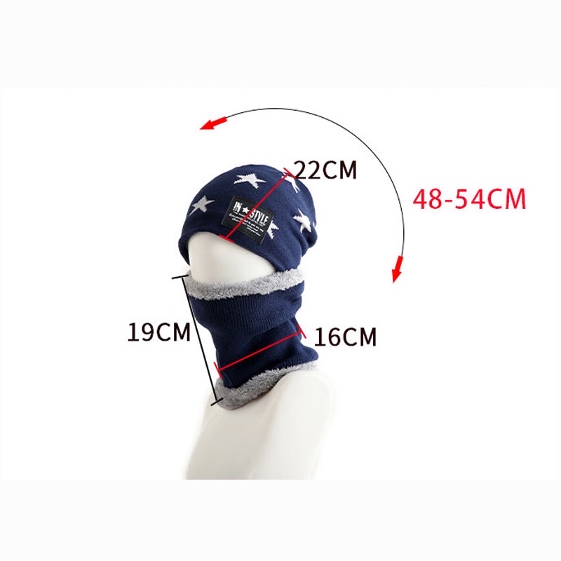 Mũ len trùm đầu cao cấp kèm khăn ống giữ ấm cổ vào mùa đông cho bé trai và bé gái từ 2 - 7 tuổi