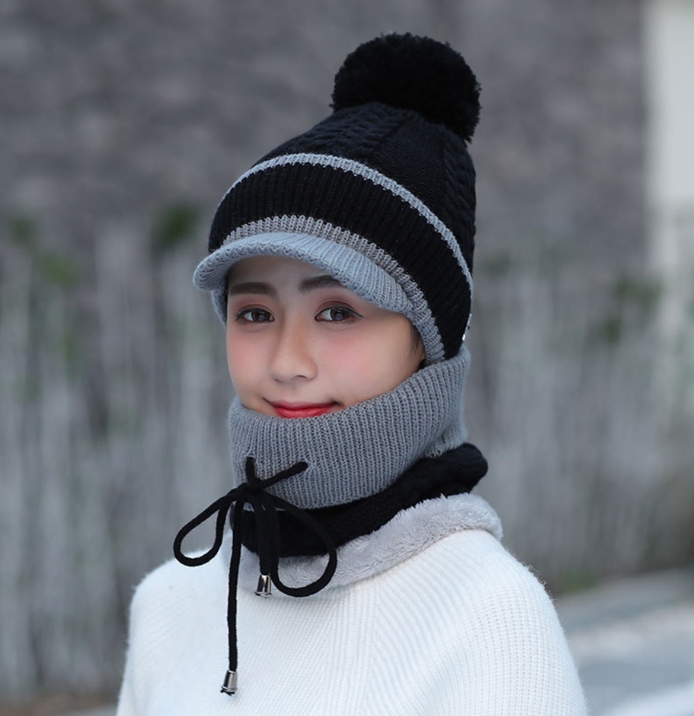 Mũ len nữ nón len giữ ấm lưỡi trai beret tặng kèm khăn len choàng cổ dona21102507