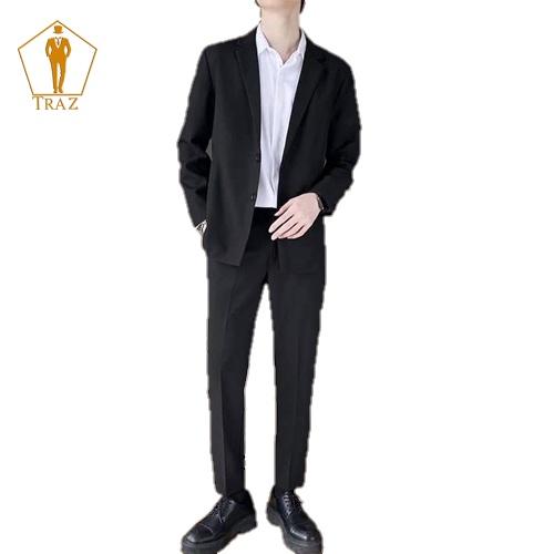 Áo Khoác Blazer Nam TRAZ Form Rộng Dài Tay Unisex Basic Chất Flannel Hàn Cao Cấp, Phong Cách Hàn Quốc, Vest