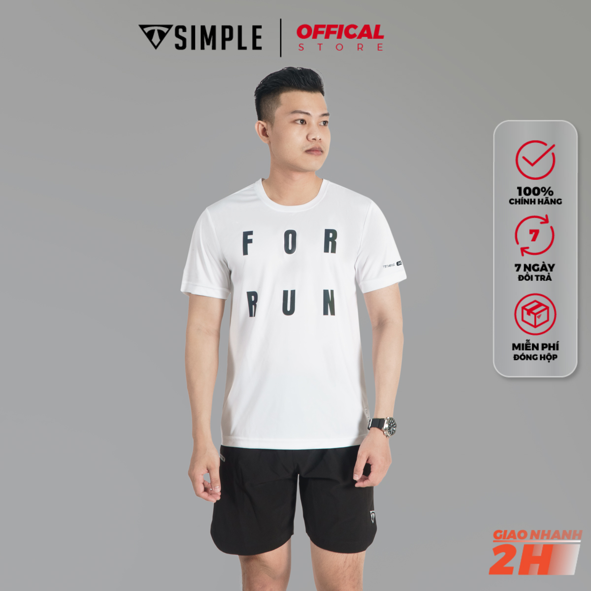 Áo Thể Thao Nam TSIMPLE cổ tròn tay ngắn tập gym vải thun lạnh thoáng mát co giãn chuẩn form For Run MSSAHP3