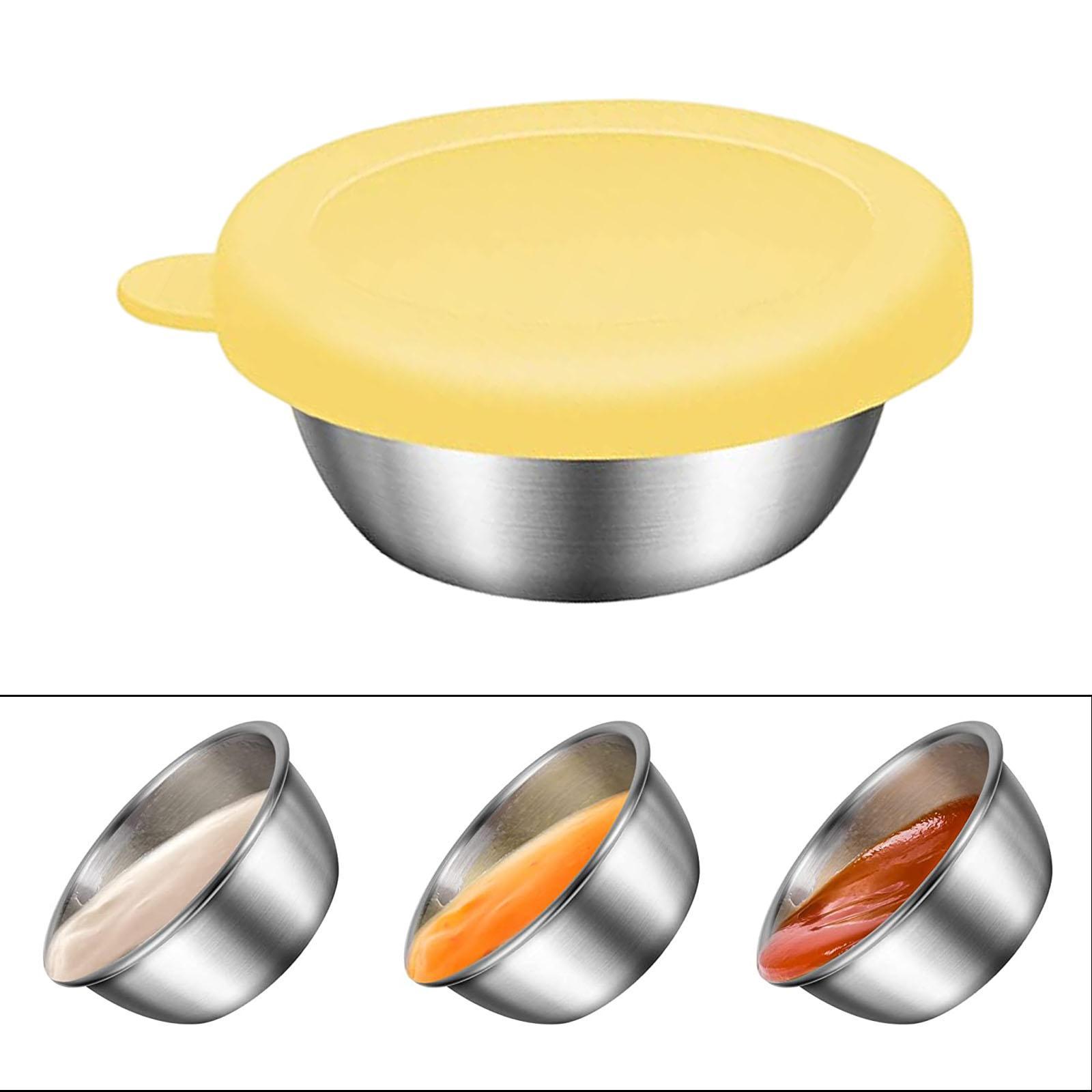 Reusable Condiment Cup with Lids Stainless Steel for Kids Lunch Box