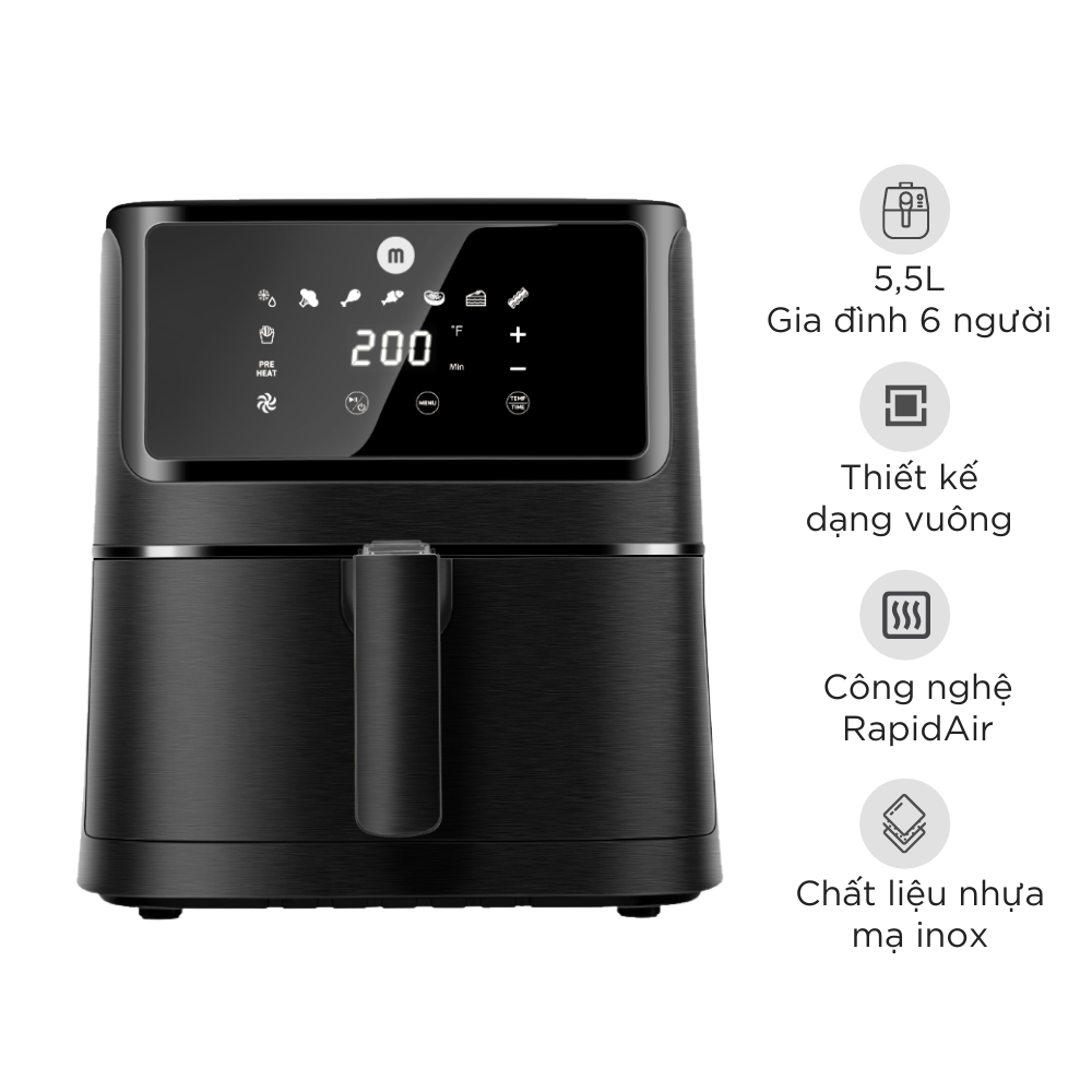 Nồi chiên không dầu 5.5L điện tử Mishio MK284 - Hàng chính hãng