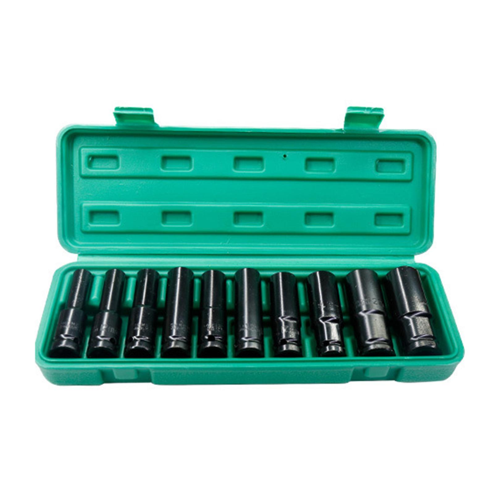 10 Pieces Socket Set 1/2inch ,with A Storage Cage, Repairing Impact Removal Tools 10-24mm ,Fit for Pneumatic Wrench, Ratchet Wrench
