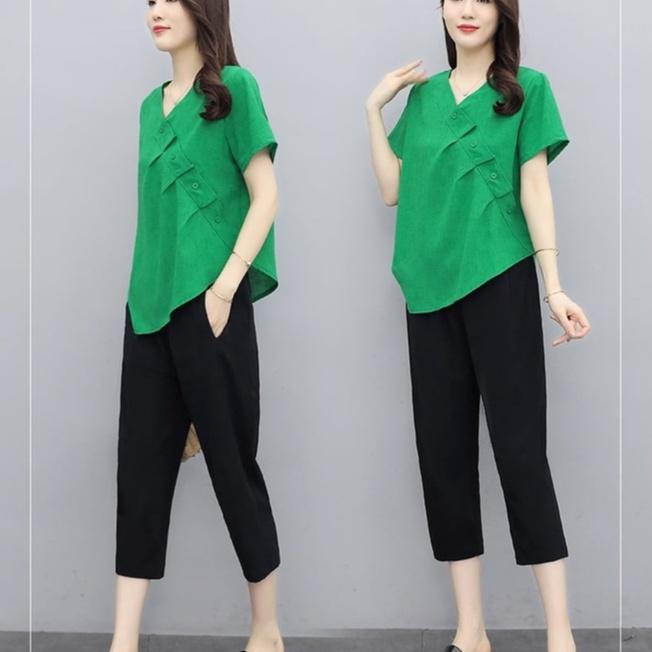 Bộ mặc nhà nữ, chất liệu Đũi mát mẻ, thấm hút mồ hôi, đồ bộ mặc nhà, đồ bộ trung niên nữ NeSa Shop