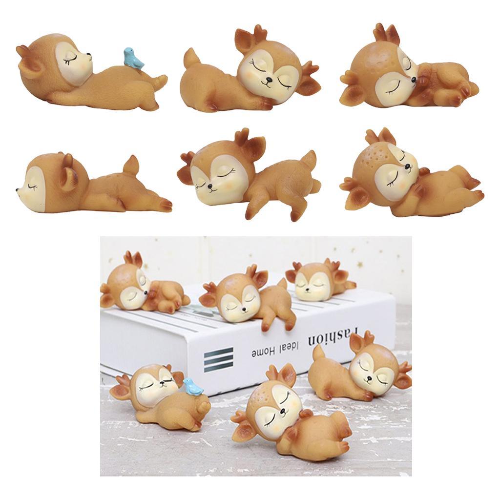Deer Figurines Toys Home Decor Resin Ornament Cake Topper Party Desktop Decoration for Birthday Gifts