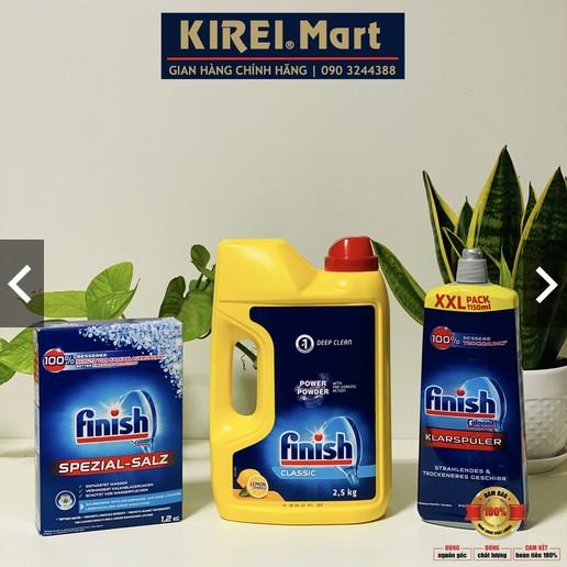 Combo - Bột rửa bát Finish Classic 2.5kg + Muối làm mềm nước 1.2kg + Nước bóng 1150ml