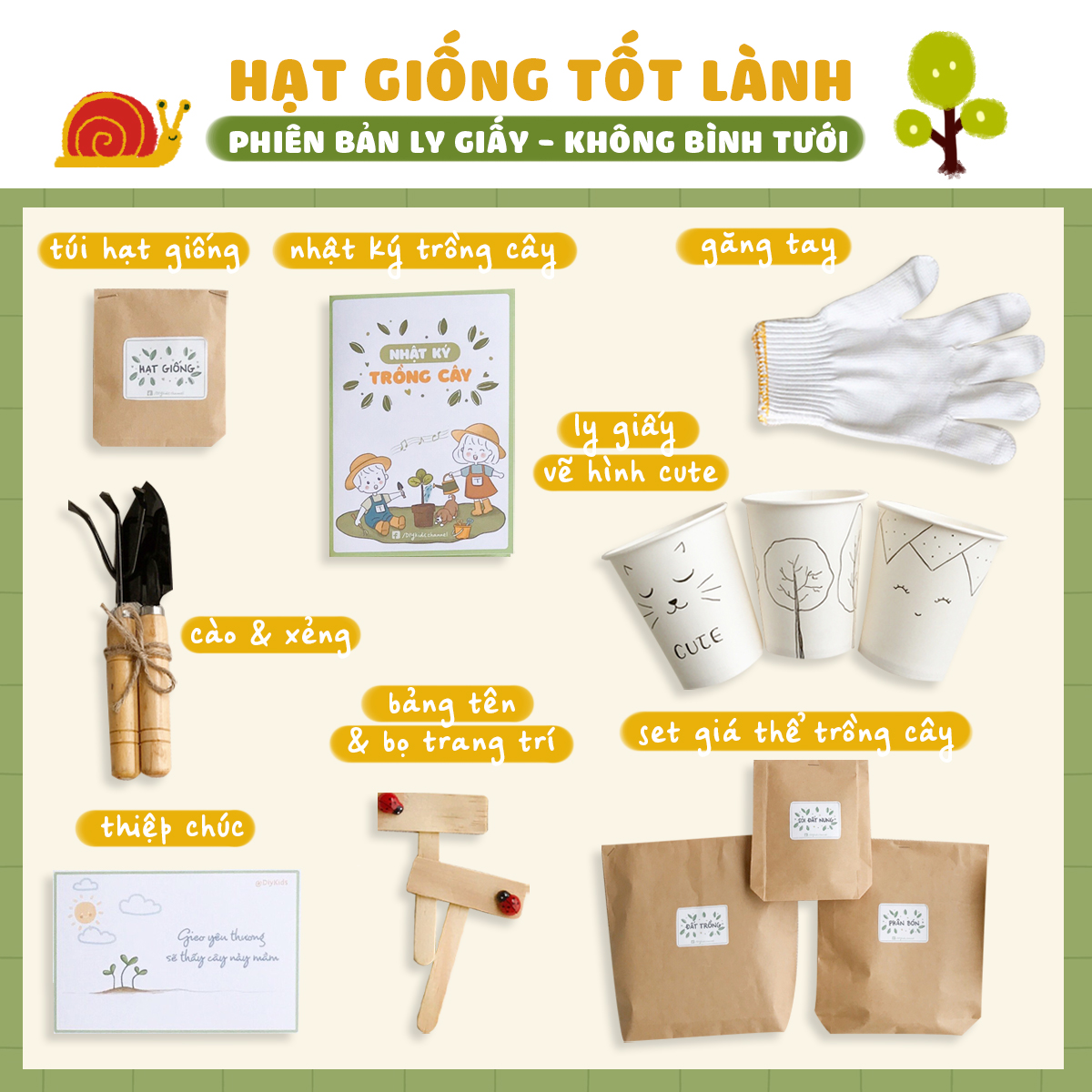 BỘ DỤNG CỤ TRỒNG CÂY &quot;HẠT GIỐNG TỐT LÀNH&quot; CHO BÉ - KHÔNG BÌNH TƯỚI