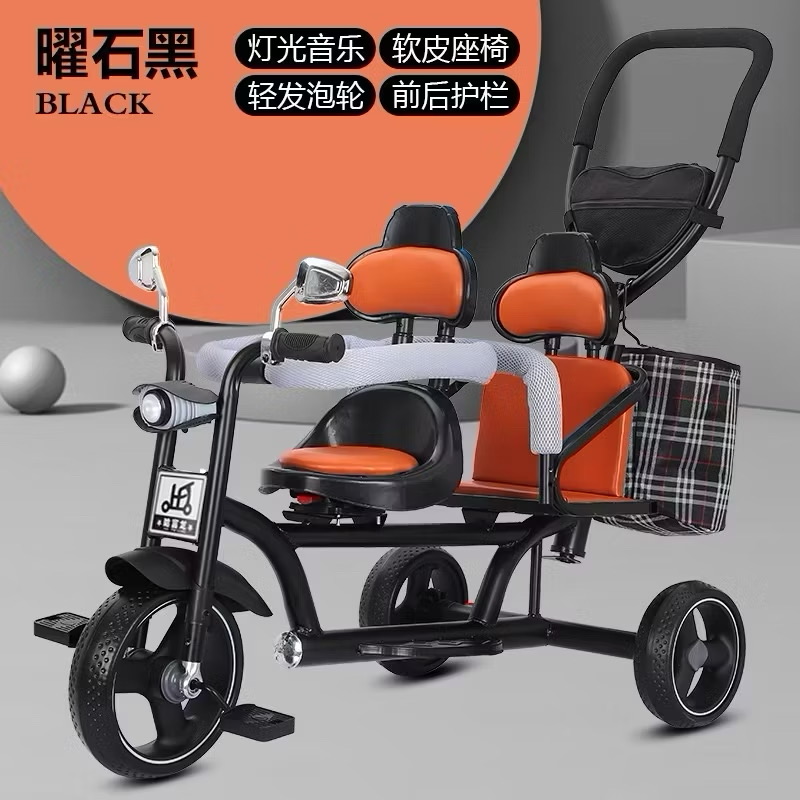Xe đẩy đôi 3 bánh cho bé ngồi &amp; nằm - Có đèn nhạc - An toàn chắc chắn