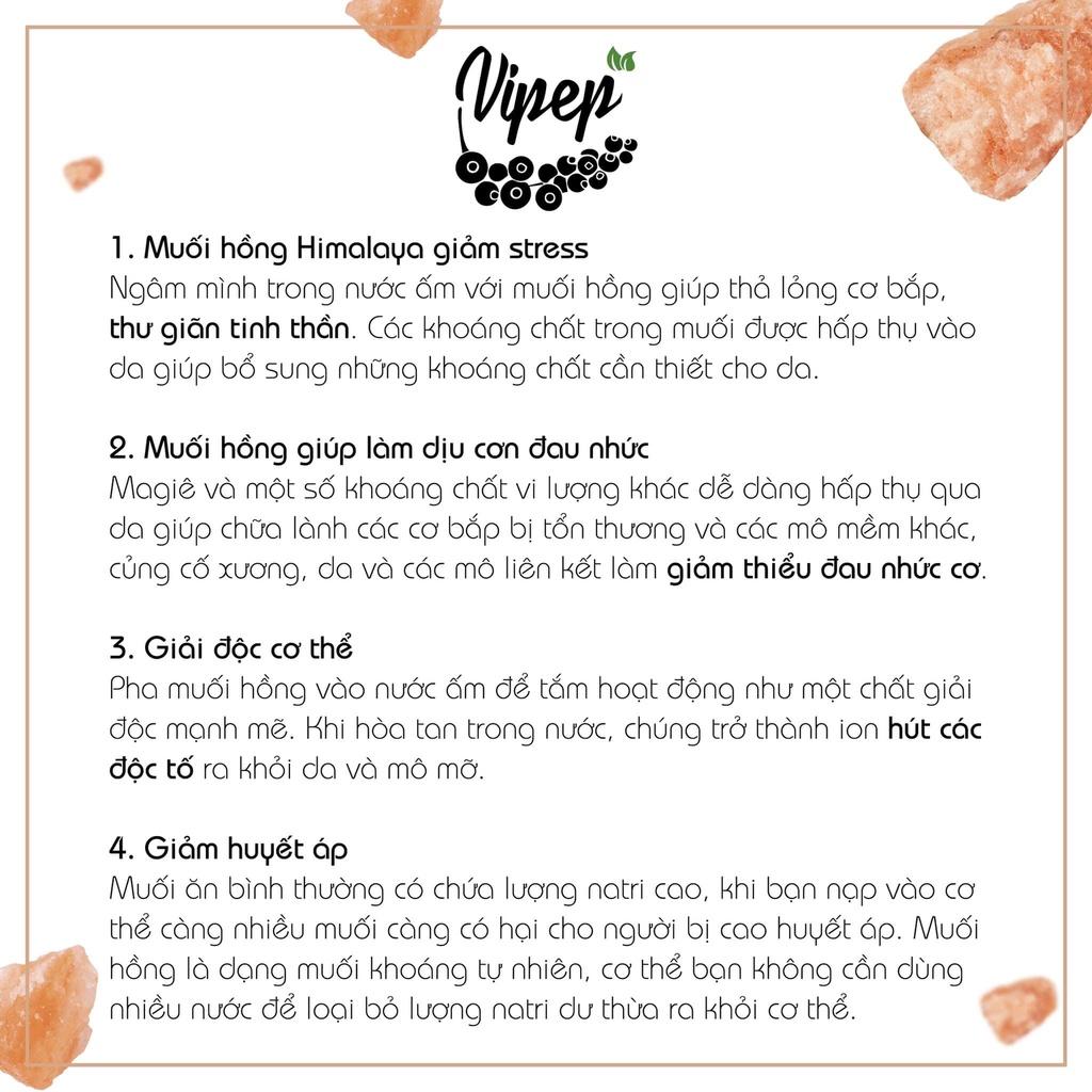 Muối hồng Himalaya nguyên hạt 100% Vipep không tạo màu, chuyên dùng sơ chế món ăn, gia vị tẩm ướp