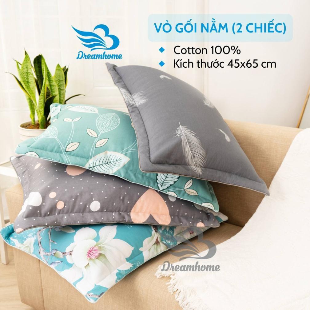 Vỏ Gối Nằm Cotton 100% Loại Đẹp Có Lót Bông, 1 Đôi - size 45x65 cm