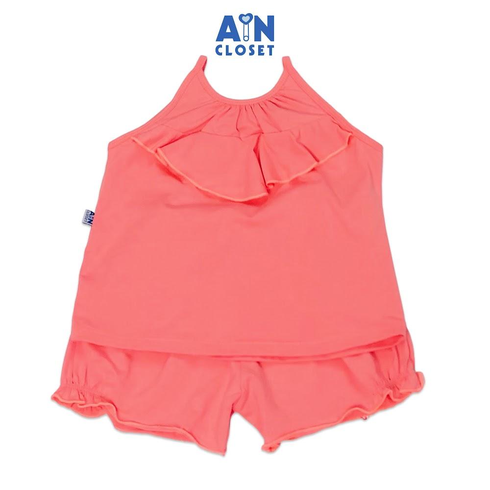 Bộ quần áo ngắn bé gái Hồng sữa sát nách thun cotton - AICDBGTWUZIR - AIN Closet