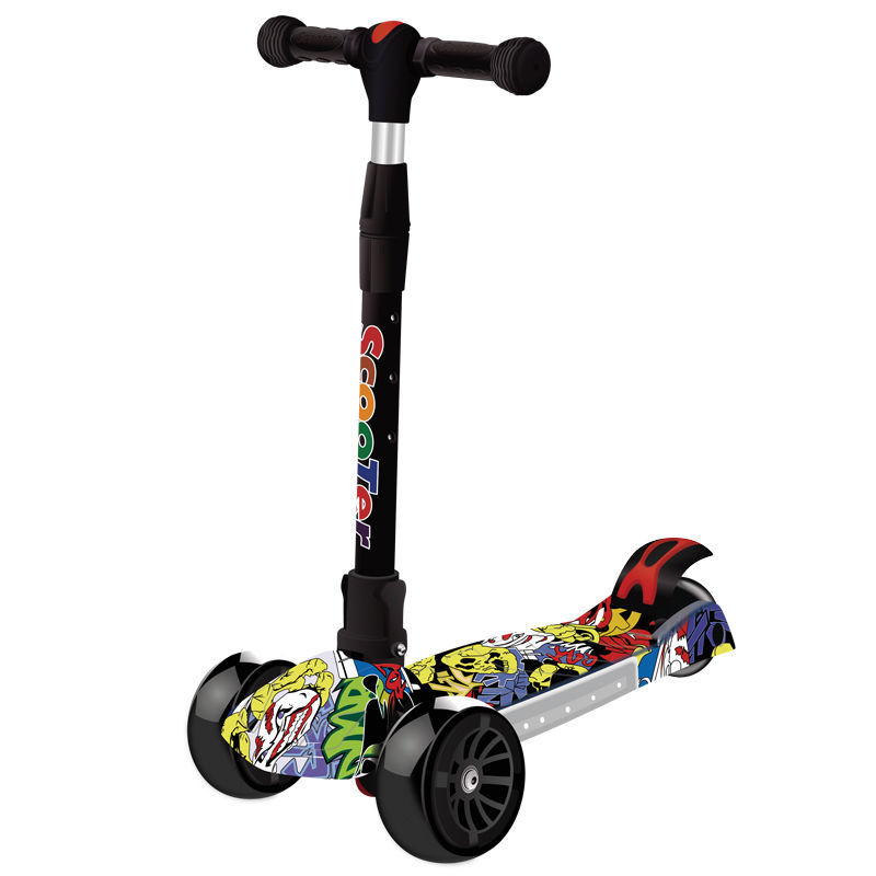 Xe trượt Scooter Trẻ Em Graffiti Có Nhạc Có Đèn, Gấp gọn thông minh bánh xe phát sáng vĩnh cửu – Chính Hãng K2TOP