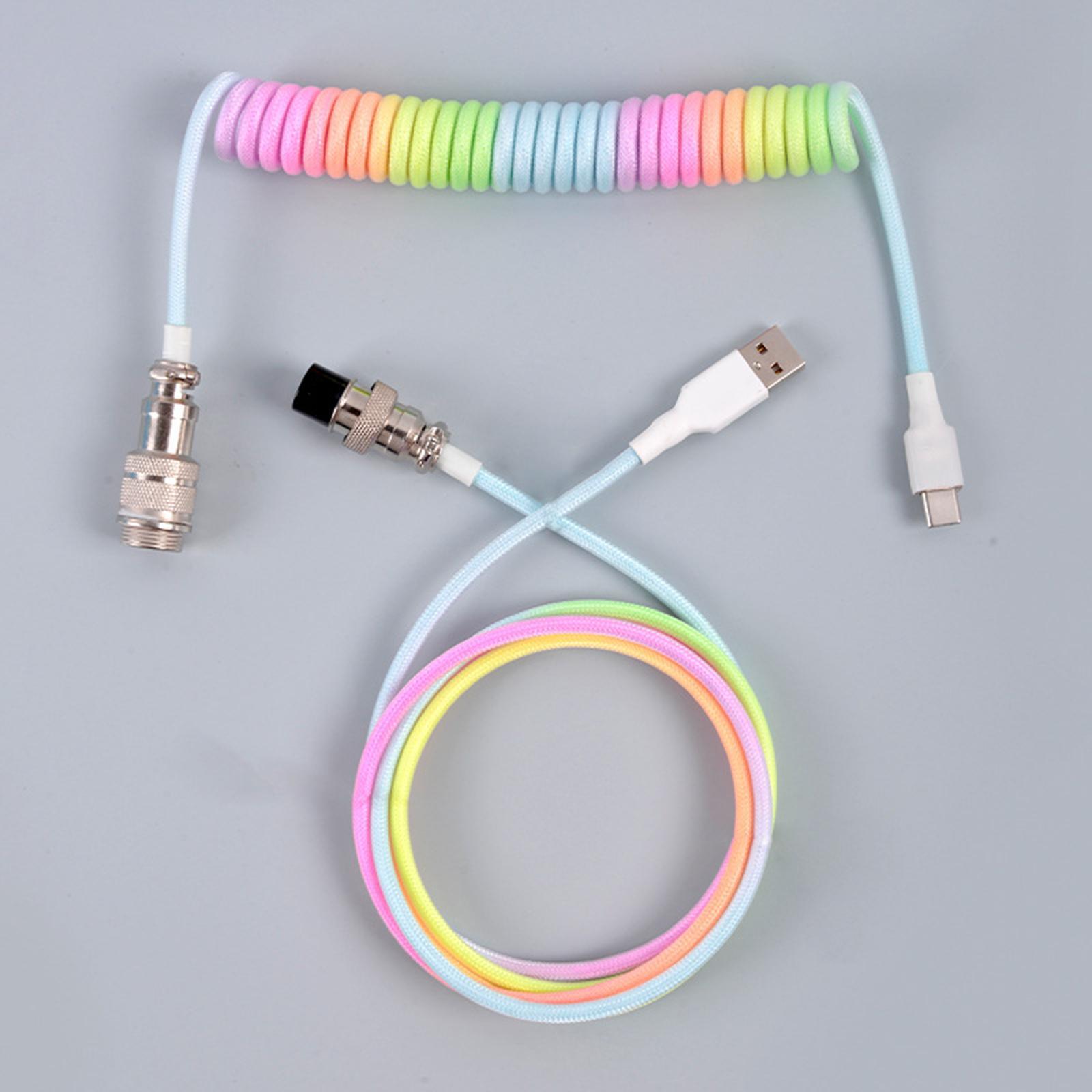 USB Type C Cable Charging Type C to USB Split Cable with Metal Connector for Mechanical Keyboard