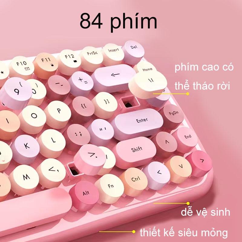 Bộ Bàn Phím Và Chuột Không Dây Candy 84 PhímTặng Pin, StickerTiết Kiệm Không Gian, Màu Sắc CUTE Hàng Chính Hãng