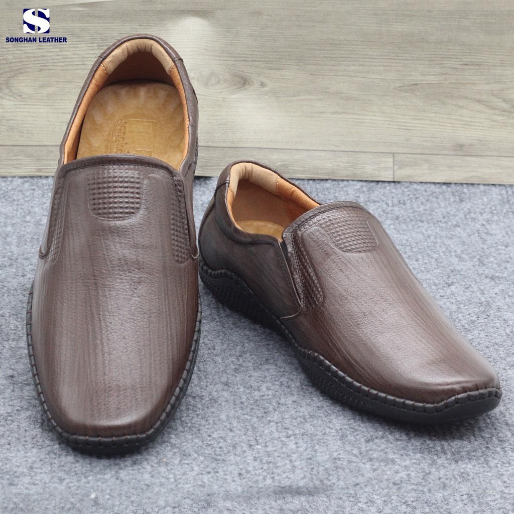 Giày Lười Bệt Nam Da Bò Vân Voi Cao Cấp Songhan Leather SM02. Giày Da Khâu Tay Thủ Công.Bảo Hành 12 Tháng