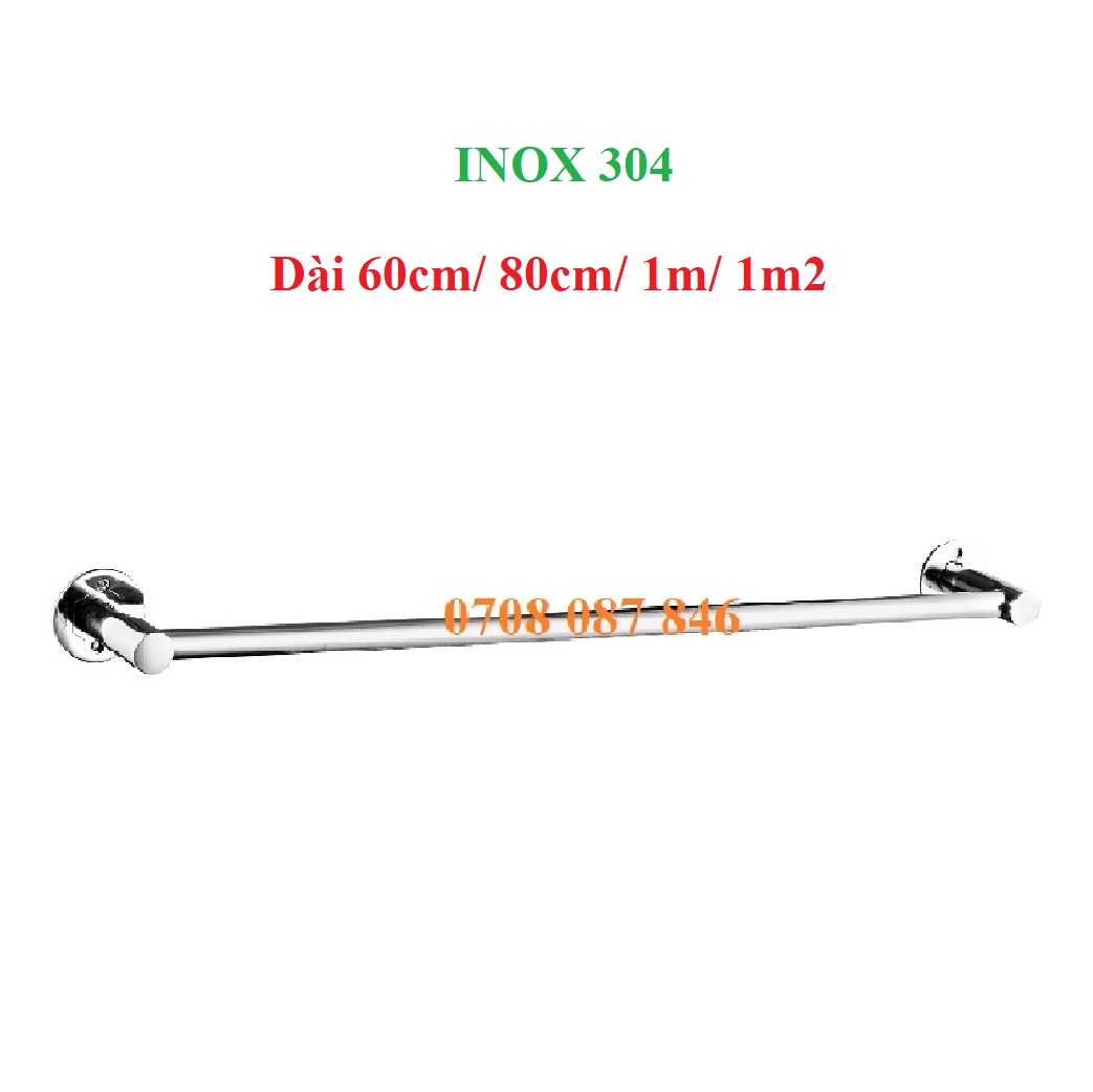 Thanh treo khăn inox 304 dài 60cm/ 80cm/ 1m/ 1m2 - Máng khăn nhà tắm - Mã: SP032A